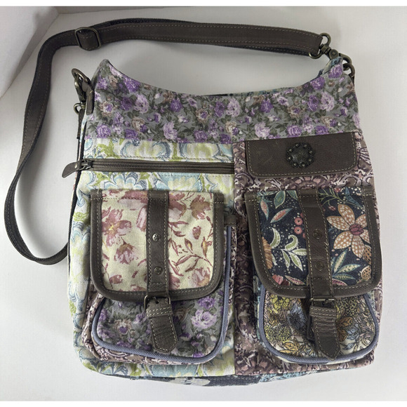 Myra Le Fleur Bel Shoulder Bag Floral Canvas & Leather Purse Mixed Print - Picture 12 of 12